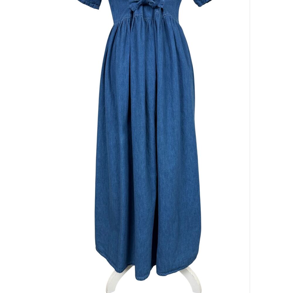 Double D Ranch Denim Maxi Dress XS Boho Western Prairie Cowgirl Rodeo - Picture 8 of 10